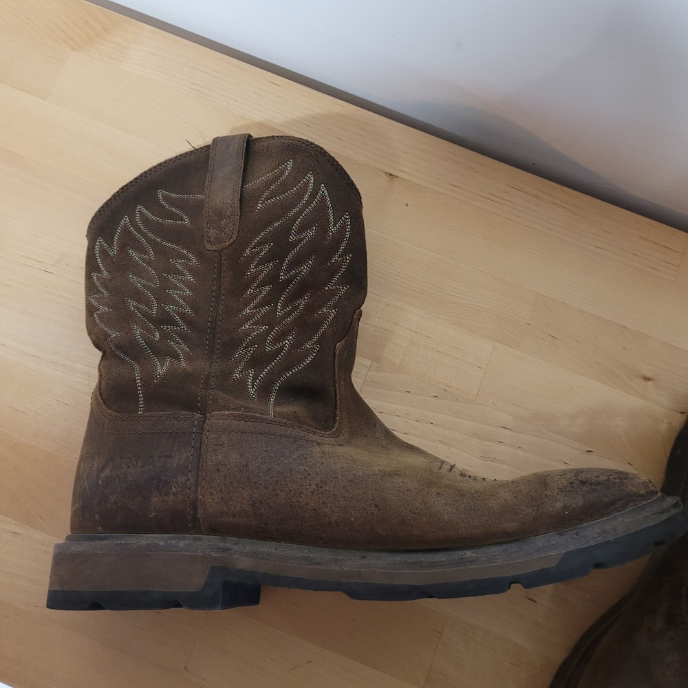 Ariat Work Groundbreaker Boots Mens 11EE Brown Leather Square Toe EH 10020059 - Picture 14 of 16